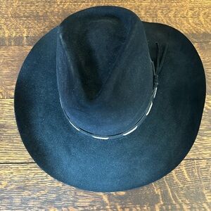 Eddy Duke Black 5x fur felt cowboy hat with brown and black leather accent band